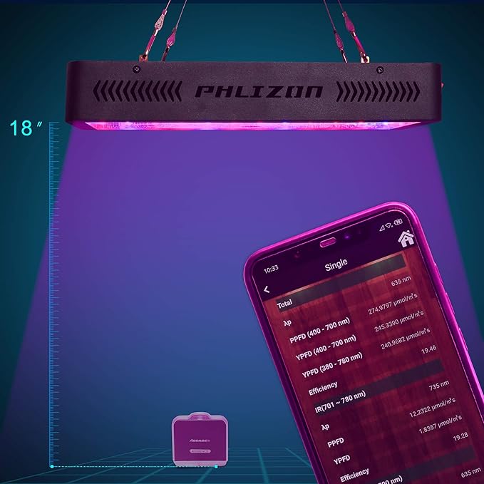 Phlizon Upgraded 600W LED Grow Light with SMD LEDs 2x2ft Full Spectrum Plants Light Double Switch Grow Led for Indoor Veg and Flower