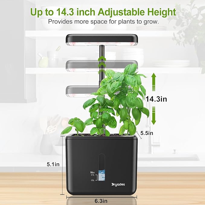 Indoor Garden Growing Systems Self-Watering Plant Pot Smart Gardening System with 17 Watts LED Grow Light Auto Timer Gardening Plant Gifts for Dad Mom Plant Pot for vegetables herbs(No Seeds&Soil)