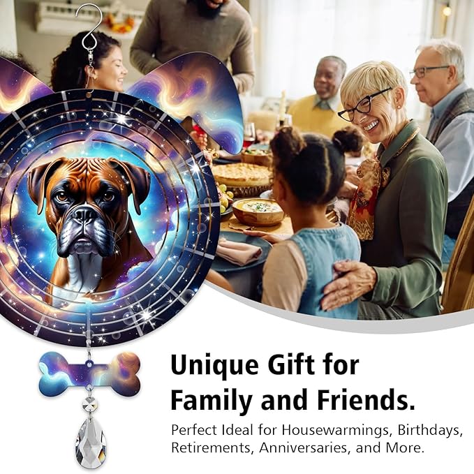 Boxer Dog Ears Wind Spinner, Boxer Wind Spinner Hanging for Yard and Garden