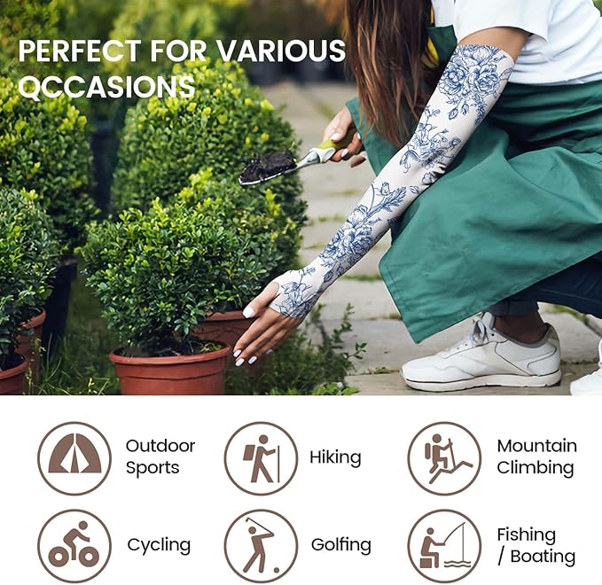 Gardening Sleeves Farm Sun Protection Arm Cooling Sleeves Thorn Proof Garden for Women Men with Thumb Hole