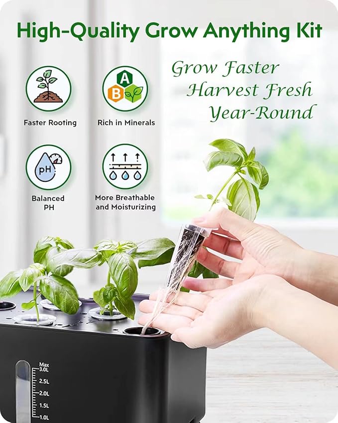 166pcs Hydroponic Pods Kit: Compatible with Aerogarden Grow Anything Herb Kits - Includes Grow Sponges Grow Baskets Grow Domes Labels A&B Plant Food - Hydroponics Supplies for Most Brand