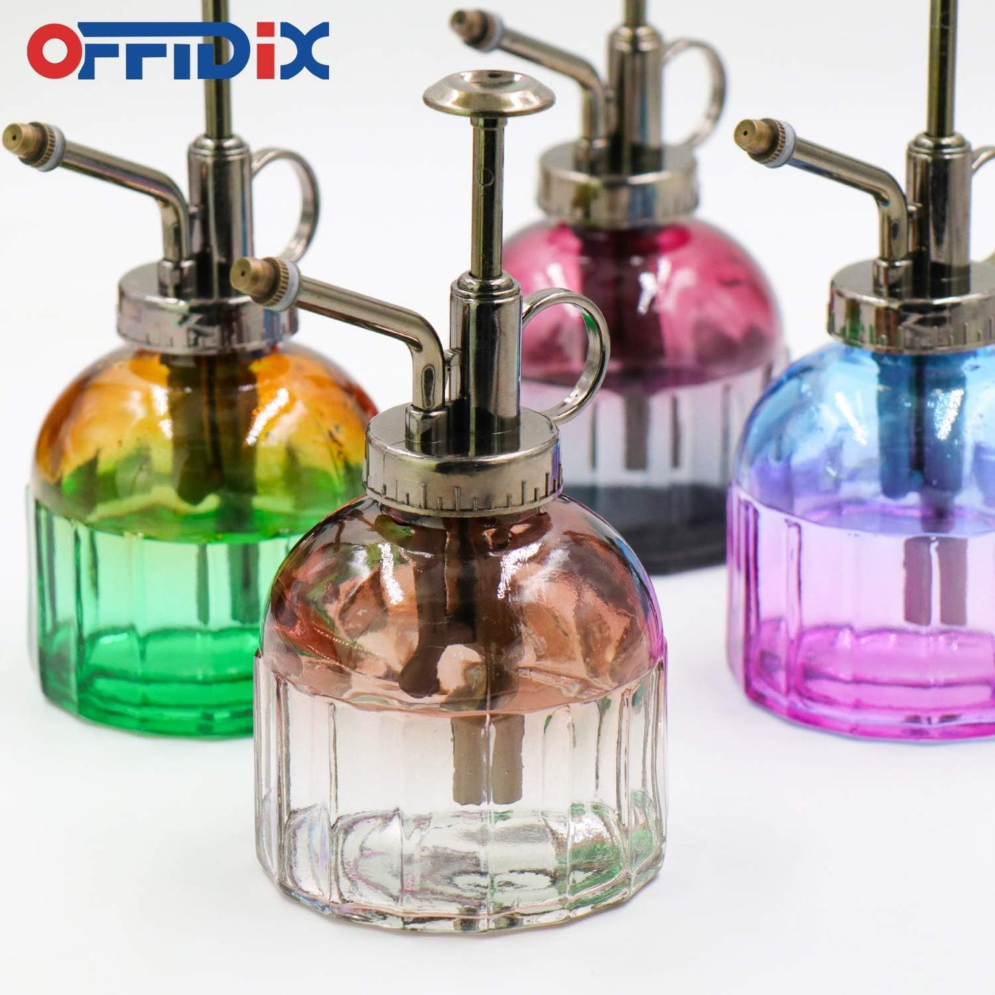 OFFIDIX Glass Watering Spray Bottle,Plant Mister Watering can Indoor with Bronze Plastic Top Pump, Glass Small Watering Can for Indoor Potted Plants Outdoor House Plant