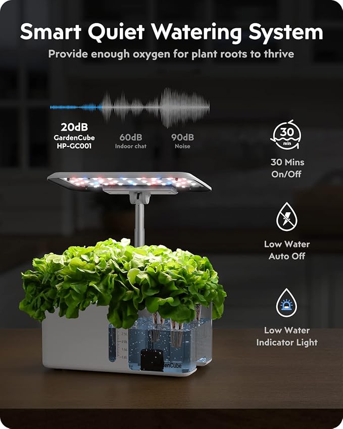 Hydroponics Growing System Kit: 8 Pods Indoor Herb Garden with LED Grow Light Quiet Smart Pump Automatic Timer Plants Germination Kit Height Adjustable - Gardening Gifts for Women Men