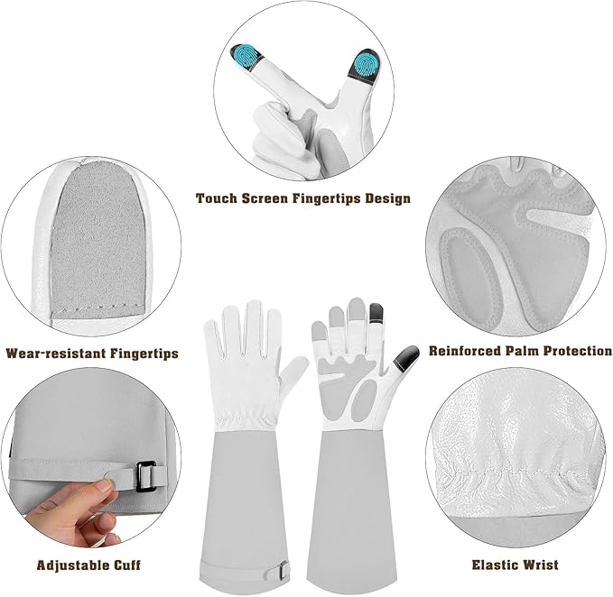 Long-Gardening-Gloves for Women/Men - Thorn Proof Rose Pruning Gloves Heavy Duty Gauntlet-M