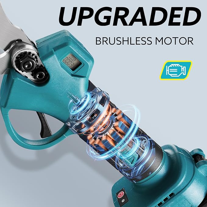 Electric Pruning Shears Cordless for Gardening - 1.2" Cutting Diameter Battery Powered Pruner with LCD Display & 2 Rechargeable Batteries, Brushless Power Pruner Heavy Duty for Tree Branch