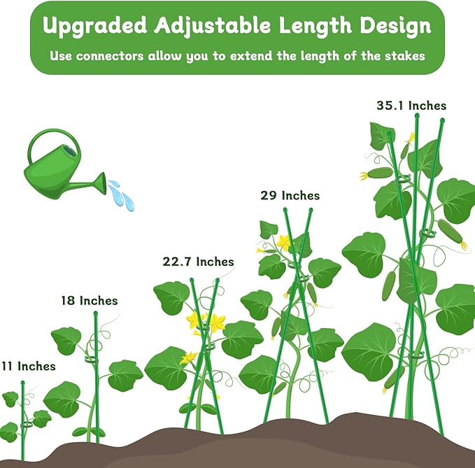 Plant Stakes,18Inch & 11Inch Plant Support Stakes,HAINANSTRY Adjustable Length Garden Stakes,Plant Stakes for Indoor and Outdoor Plants,Tomatoes/Beans/Orchid/Vegetable Stakes for Garden