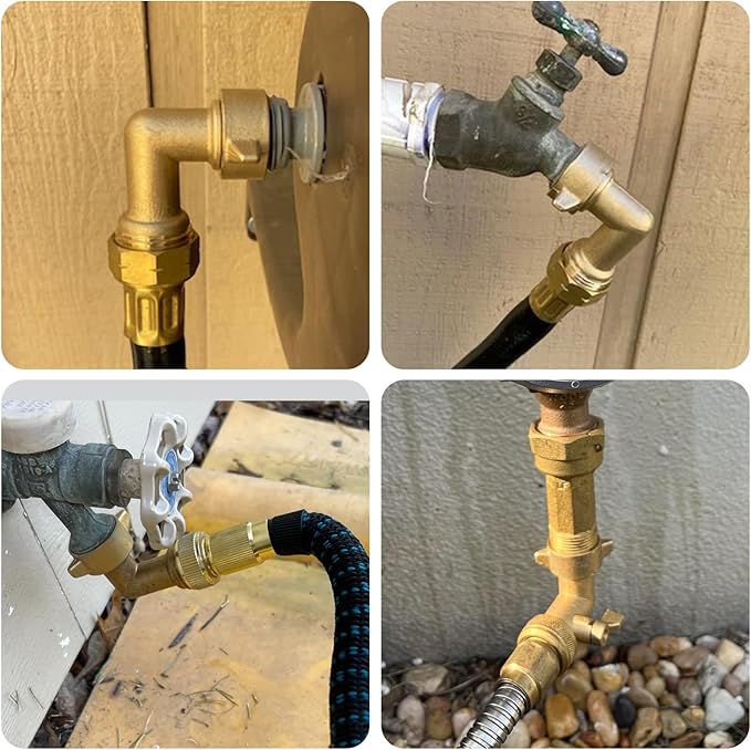 Twinkle Star Garden Hose Elbow Connector 90 Degree Brass Hose Elbow(2pcs) 3/4" Heavy Duty Hose Adapter with 2 O-rings Brass Garden Hose Elbow Solid Brass Adapter