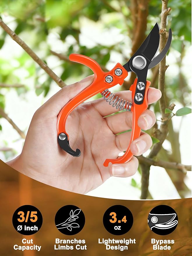 6.3" Garden Scissors for Plant, Bypass Blade Pruner, Pruning Shears for Cutting Flowers Stems, Trimming Plants, Bonsai and Fruits Picking
