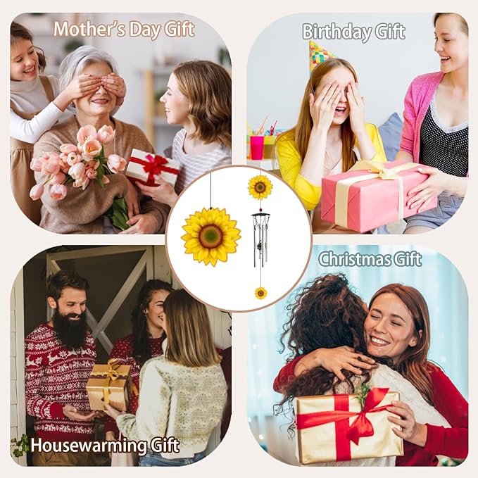 Wind Chimes for Outside Sunflower Wind Chimes Outdoor Home Patio Garden Decor Windchimes Outdoors Gift Ideas for Women Mom Grandma Sisters