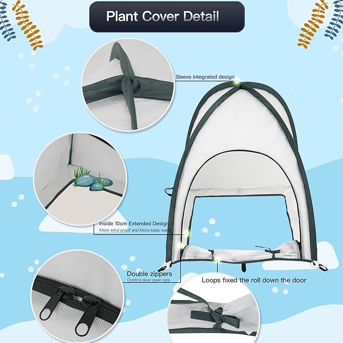 2pcs Quick Open Plant Covers Freeze Protection Portable Small Cover for Garden Flower and Flowerpot Cold Frost for Winter Frost Snow Storm Protect from Birds, Pests (Non-Woven(28" L x 28" W x 32" H))