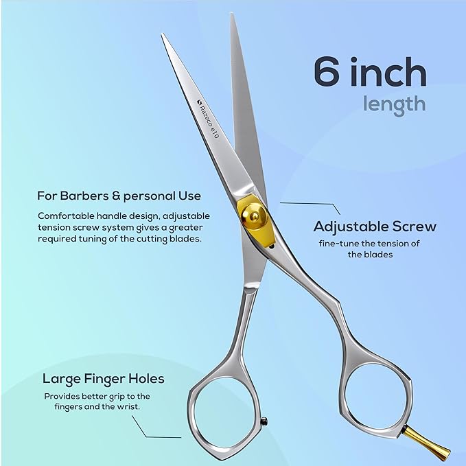 Suvorna 6" Hair Cutting Scissors for Professionals, Barbers & Hairdressers โ Sharp Hair Shears for Cutting, Trimming, Grooming โ Hair Scissors Professional for Men, Women, Adults