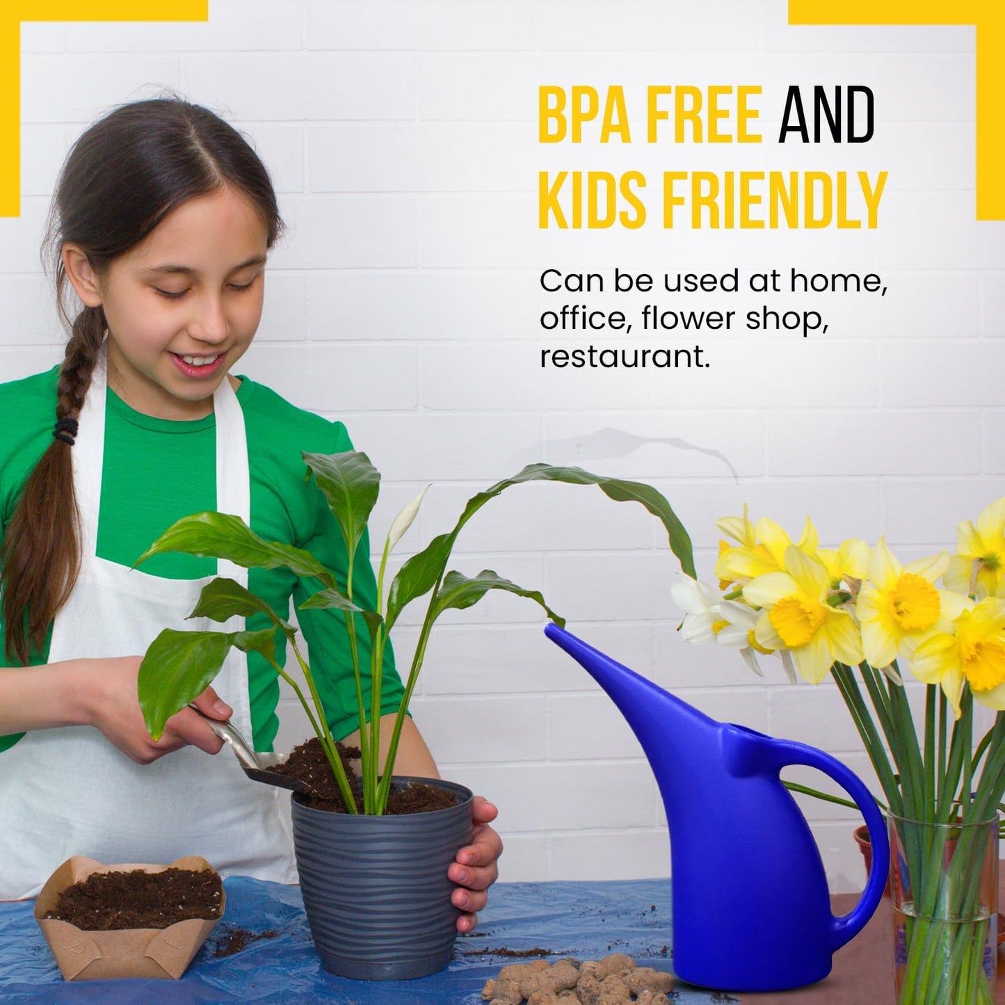 KP KOOL PRODUCTS 1/2 Gallon Watering Can β Small Blue Plastic Watering Can for Indoor & Outdoor Plants, Garden Use β 1 Pack