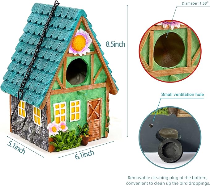 Bird Houses for Outside Clearance Hanging Birdhouses for Outdoors Bluebird Houses for Outside Nesting Box for Bird Lovers Tree Swallow Finch Wild Birds Wren Chickadee1