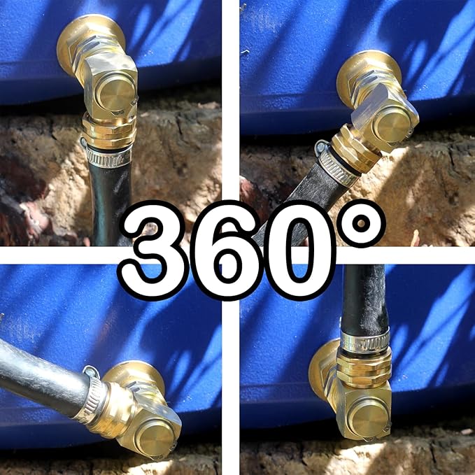 Garden Hose Swivel elbow Connector 90 Degree Solid Brass Pipe Fittings Hose Kink Protector (2 Pack)