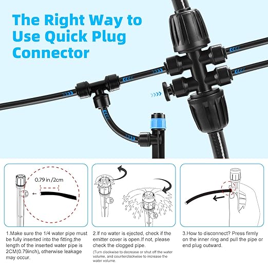 234FT Drip Irrigation System - Garden Watering System with Adjustable Three Spray Patterns with 1/2" Main Tube and 1/4" PE Distribution Tubing for Plants in Gardens, Raised Beds, Greenhouses, Lawns