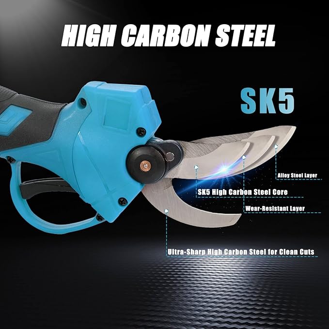 21V Electric Pruning Shears, Tacsaw Upgraded 600W Brushless Electric Pruner with 2×2.0Ah Batteries, 2 Blades, Fast Charger, 1.6" Cutting Diameter, Cordless Pruning Shears for Yards/Outdoors/Farms