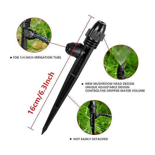 20 Pcs Drip Irrigation Misting Spray Emitters,360 Degree Adjustable Atomizing Nozzles Drip Line Misting Emitters for 1/4" Irrigation Tubing Micro Drip Misting Sprinkler for Garden Watering System