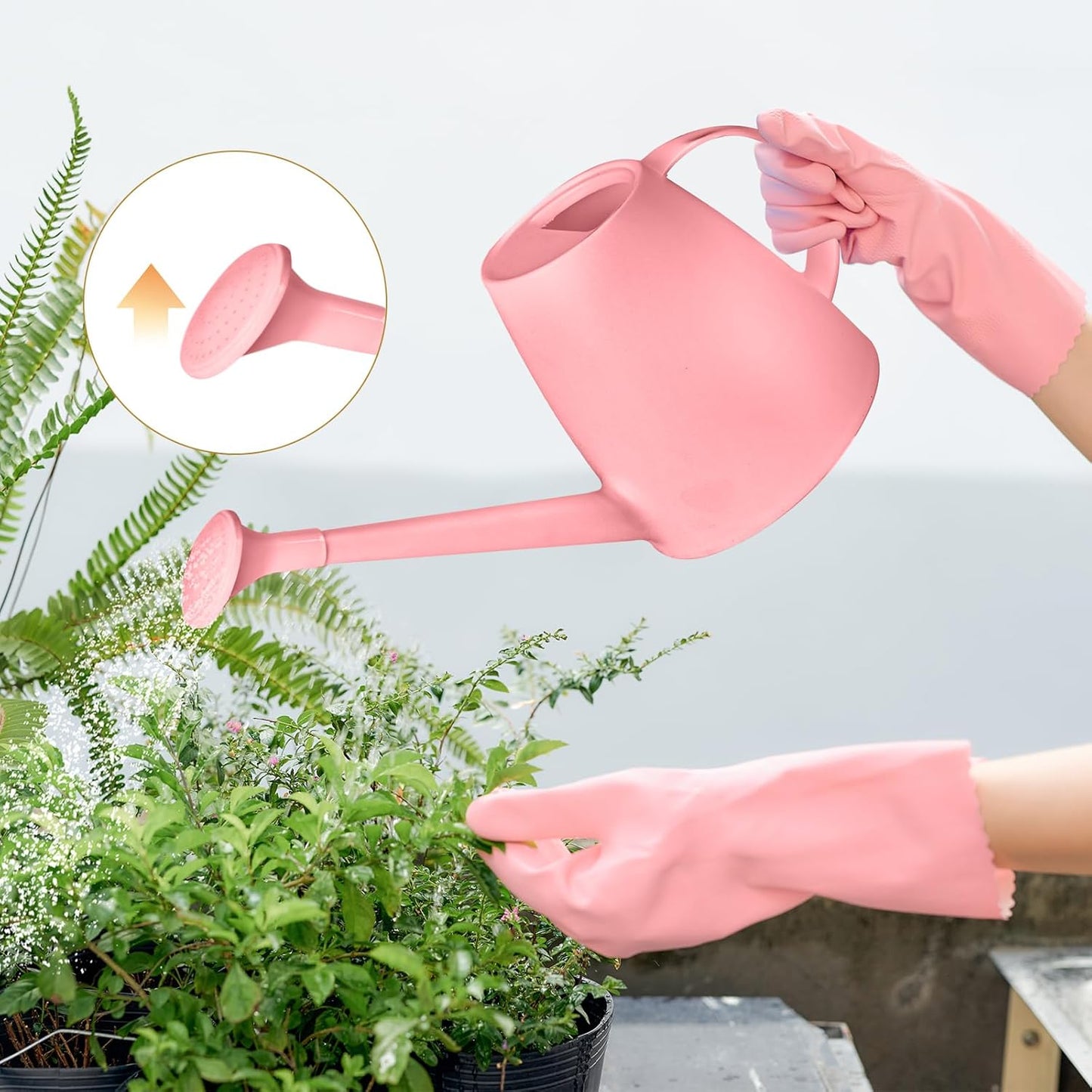 Plastic Watering Can - for Home Plant Garden - 1/2 Gallon - Pink