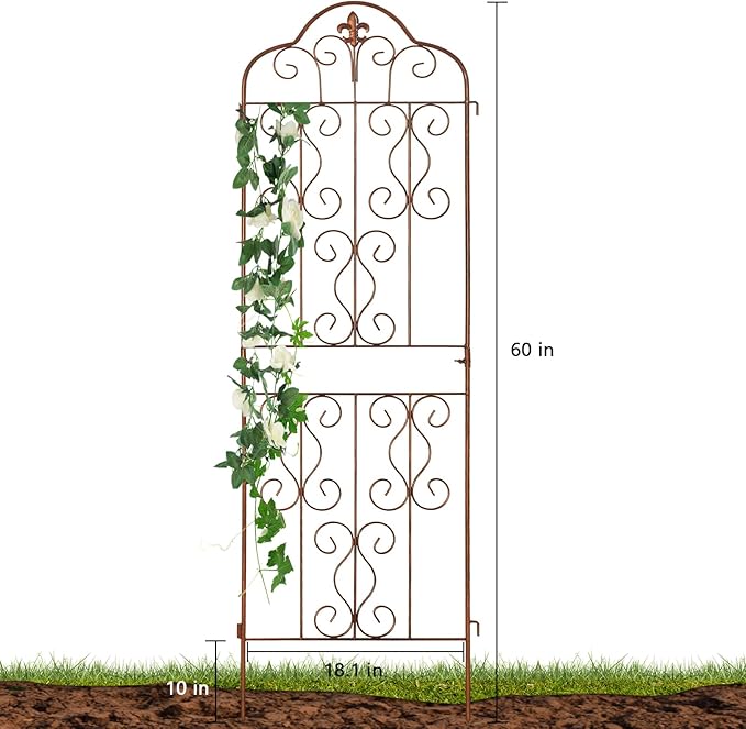 hogardeck 4 Packs 60 * 18 inch Metal Garden Trellis for Climbing Plants Outdoor,Heavy Duty,Gold Coating Rustproof Trellis for Rose, Vegetable, Flowers, Expandable,Perfect for Training Climbing Plants