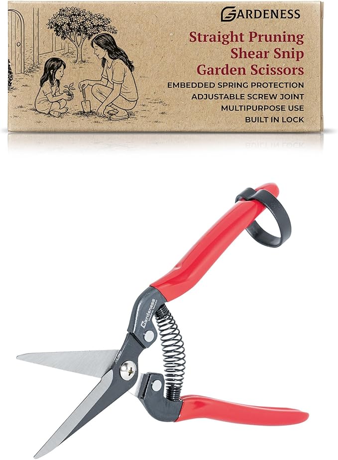 Gardeness Straight SK5 Steel Pruning Shear Garden Scissor Flower Leaf Trimmer Floral Fruits Picking Ultra Sharp Gardening Snips Bonsai Cutter Durable Effort-saving Clippers, Hand Pruners, Multipurpose