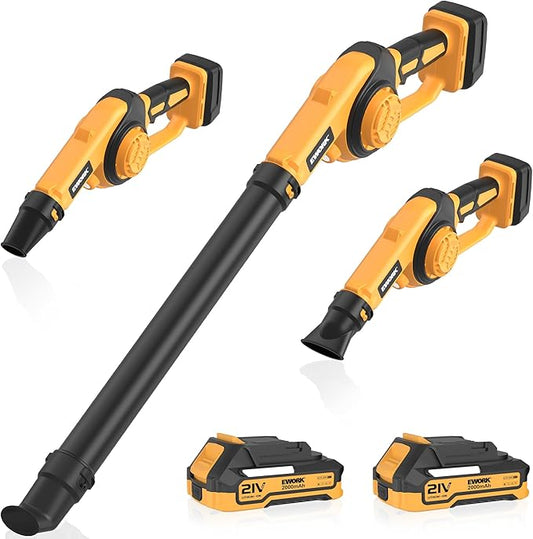 EWORK Small Leaf Blower Cordless 21V Mini Leaf Blower 200MPH with Battery and Fast Charger, Lightweight Electric Leaf Blowers, Compact Blower for Lawn Care, Jobsite, Patio Cleaning, Blowing Leaves