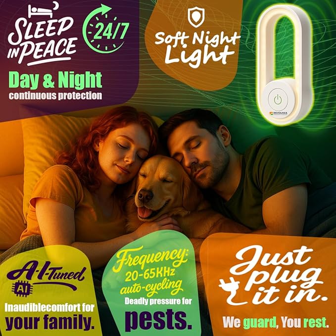 A28, Ultrasonic Pest Control Repeller - Electronic & Ultrasound, Indoor Plug-in Repellent - Get rid of - Rodents, Mice, Squirrels, Bats, Insects, Bed Bugs, Ants, Fleas, Spiders, Roaches (6Pack, White)