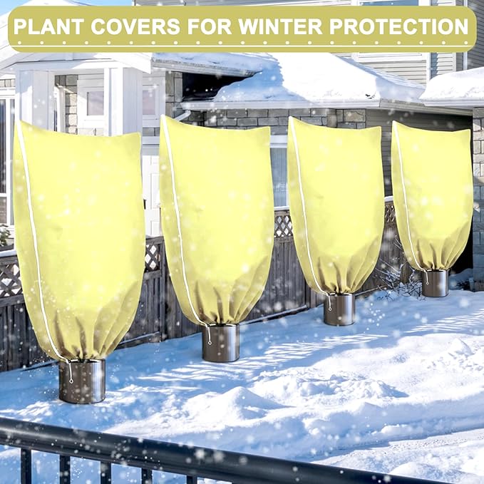 DQS 4 Pack Plant Covers Freeze Protection, 47.2" x70.8" Winter Frost Protection Blankets Frost Cloth,Suitable for Outdoor Winter Frost, Cold Weather, shrubs, Trees, Jackets, and coverings