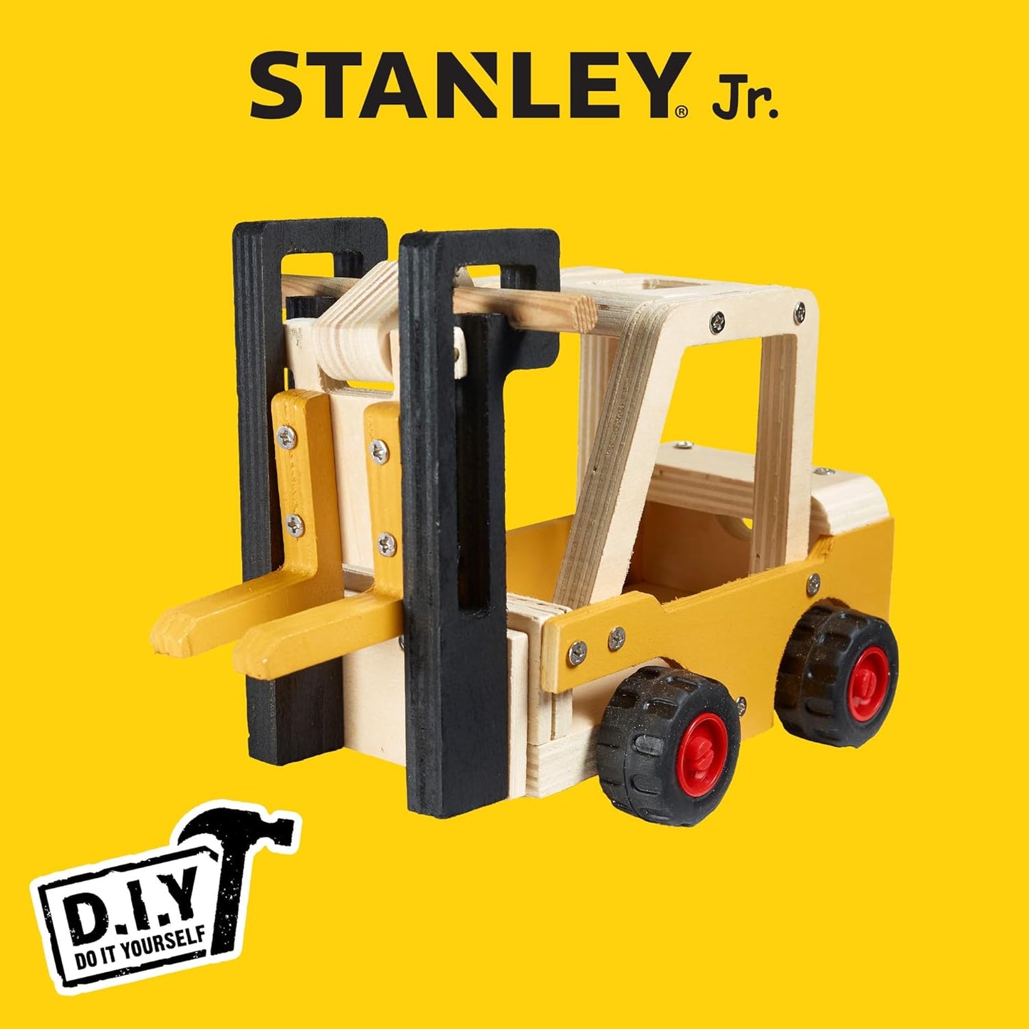 STANLEY Jr. Wooden Bird House Kit - Creative Arts and Crafts Set for Kids and Adults - Wooden Birdhouses with Paint Strips, Brushes, Stickers and String (Forklift)