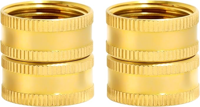 TAROSE 2 Pack Brass Garden Hose Adapter, Female to Female Hose Adapter Connector, GHT to GHT Adapter Hose Fitting,Double Female Brass Garden Hose to Pipe Fittings Connect