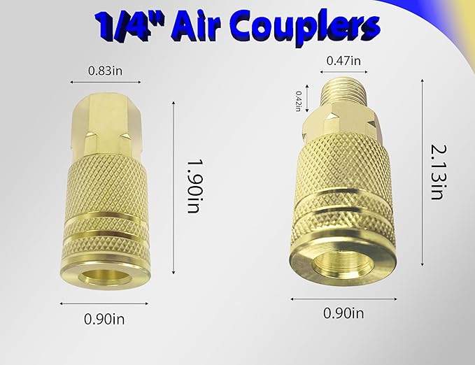 1/4" Air Hose Fittings Kit, 45 Pieces Quick Connect Air Compressor Fittings, Iron Plated Brass Air Tool Fittings, 300 PSI