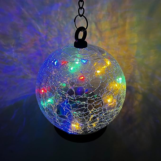 Wind Chimes Outdoor Solar Lights, 42 Inch Large Sympathy Chime 15 LED Twinkle Multi Color Crackled Glass Ball Birthday Gifts for Women Decorative Hanging in Garden, Yard, Patio, Landscape