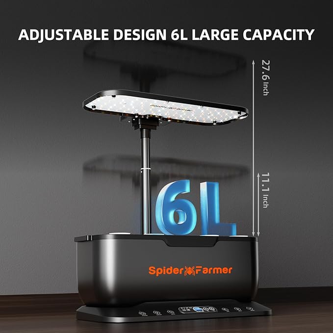 Spider Farmer SmartG12 Hydroponics Growing System, 12 Pods Indoor Garden with 36W LED Grow Light Full-Spectrum, APP & WiFi Controlled, 6L Water Tank, Pump System, Automatic Timer