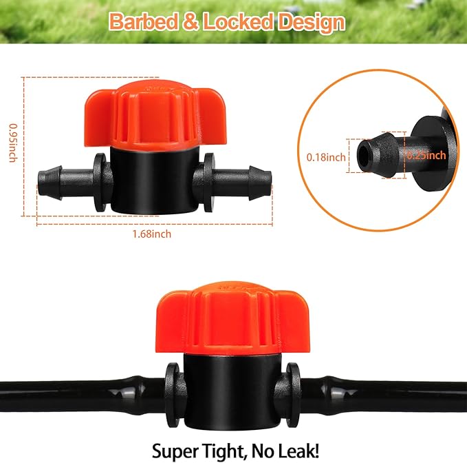 1/4 Inch Drip Irrigation Valves, 35 Pcs Drip Irrigation Shut Off Switch Valves for 1/4" Drip Irrigation Tubing, Water Flow Control Valve Drip Line Cut Off Valve for Drip Sprinkler Garden System