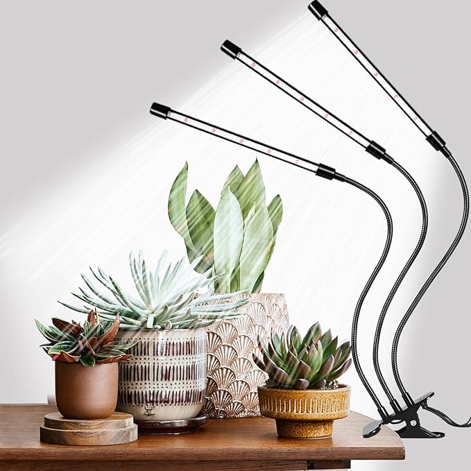 Black Grow Lights for Indoor Plants, 126LEDs Clip Plant Lights, Full Spectrum LED Plant Growing Lamps with Flexible Gooseneck,4/8/12/18H Timer, 3 Spectral Modes, 10 Dimmable Levels,3 Head 1 Pack