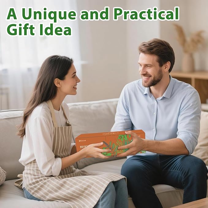 5 Herb Garden Planter Indoor with Wooden Box, Home Kitchen Seed Starter Kit Including Dill, Cilantro, Oregano, Sage, Chives, Birthday, Mothers Day, House Warming, Gardening Gifts for Women, Mom