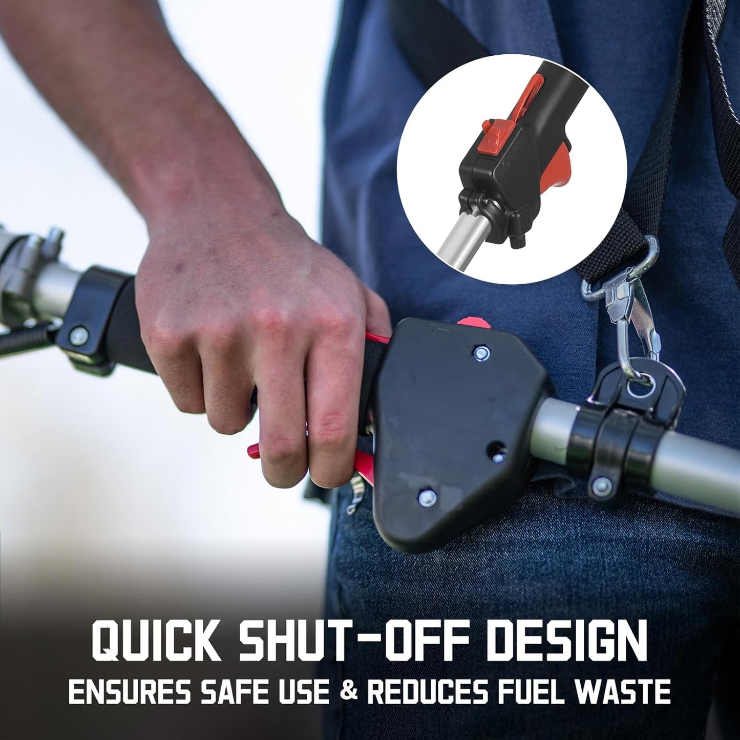 PowerSmart 25.4cc Gas Weed Wacker, String Trimmer/Edger 16-Inch with 10-Inch Brush Cutter for Grass Cutting