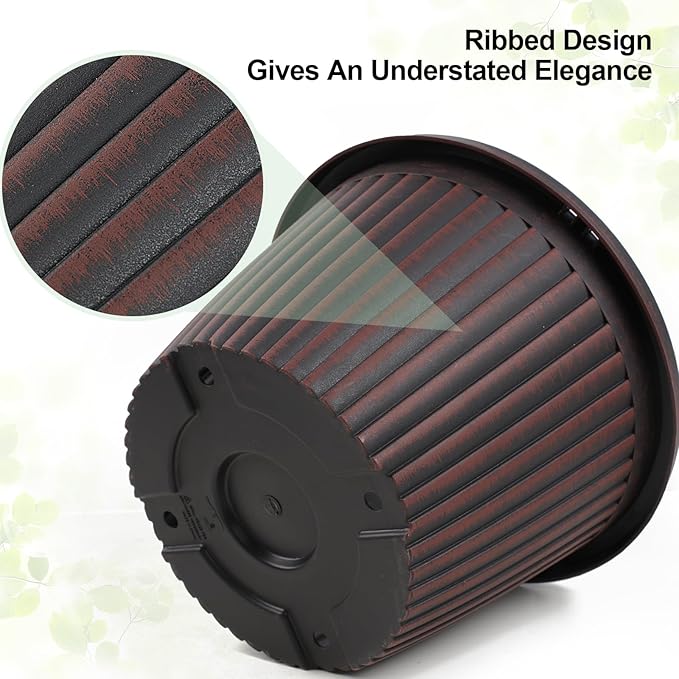 Large-Planter-Indoor-Outdoor Plant Pots, 12 inch 4 Pack Plastic Flower Pots with Saucer and Drainage Holes, Modern Garden Planters for Planting Medium Large Plants, Decorative Resin Garden Pots