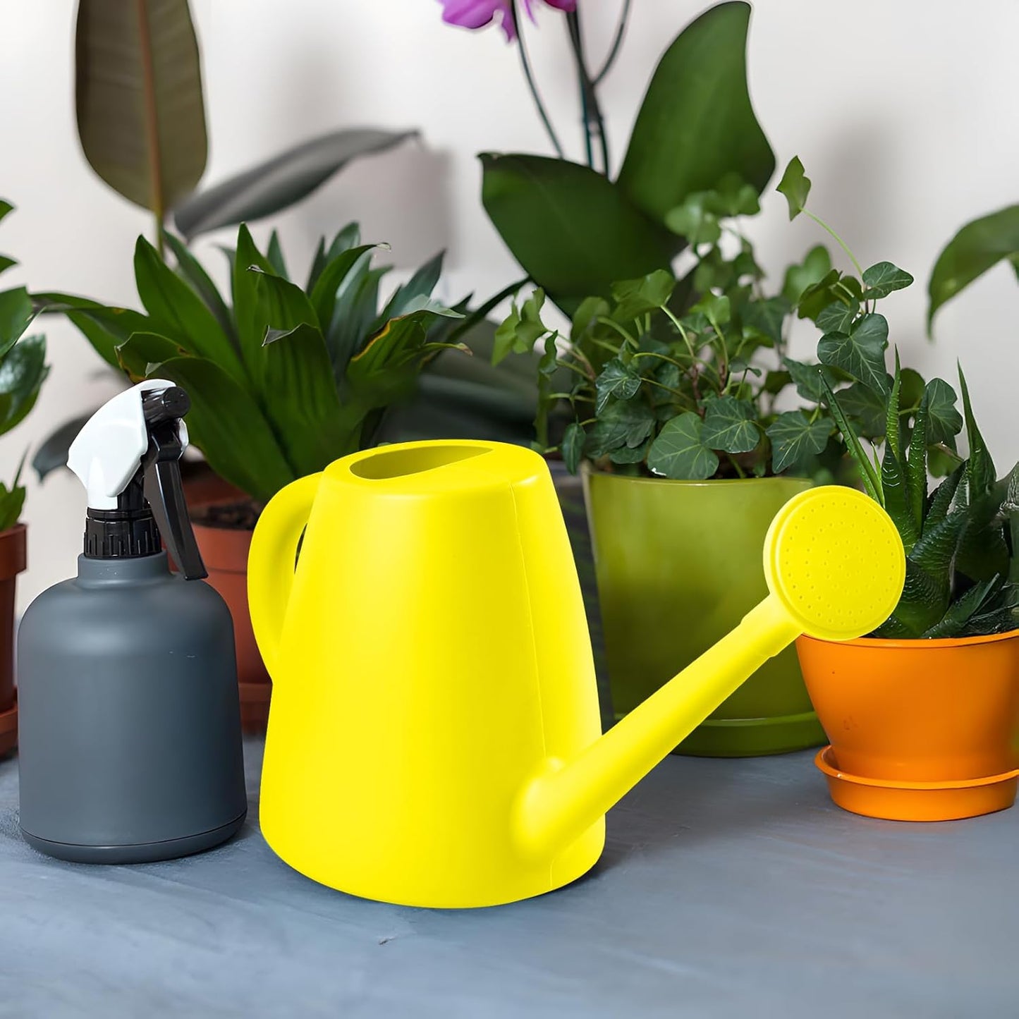 ZXJ Plant Watering Cans for Indoor and Outdoor Home Garden Plants - with Long Spout - Yellow - 1/2 Gallon