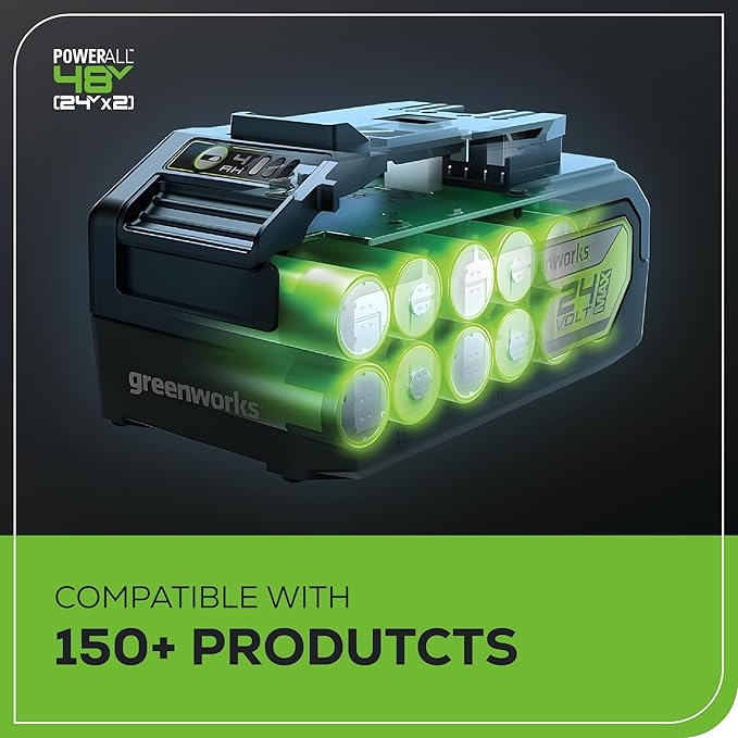 Greenworks 48V (24V x 2) 17" Brushless Cordless Push Lawn Mower, Includes (2) 4.0Ah Batteries and Dual Port Rapid Charger((150+ Compatible Tools, 45Min Runtime)