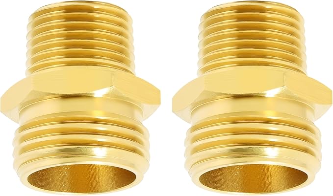 TAROSE 2 Pack Brass Garden Hose Adapter, Male to Male Hose Connector Adapter, GHT to NPT Adapter Hose Fitting,Brass Garden Hose to Pipe Fittings Connect