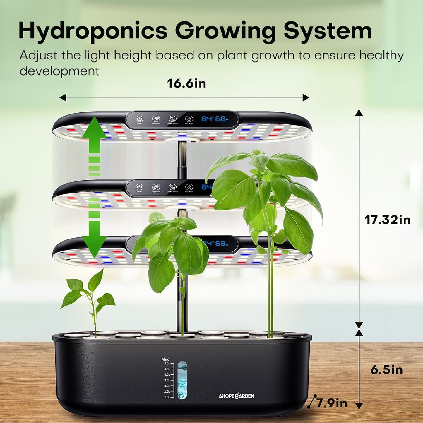 Ahopegarden Hydroponics Growing System kit: 12 Pod Indoor Herb Garden with Smart Environmental Detection,LED Grow Light,LCD Display,Hydroponic Planter for Vegetables,Herb,Lettuce,Home Gardening
