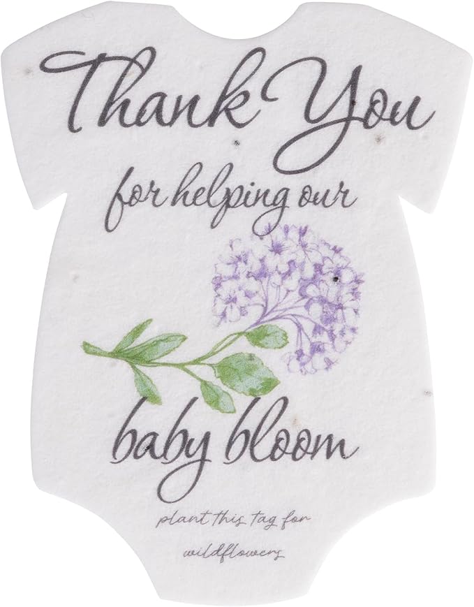 Onesie Seed Paper – 15 Hydrangea Baby Shower Favors for Guests with Wildflower Seeds, Writable & Plantable, Baby Shower Gifts for Guest