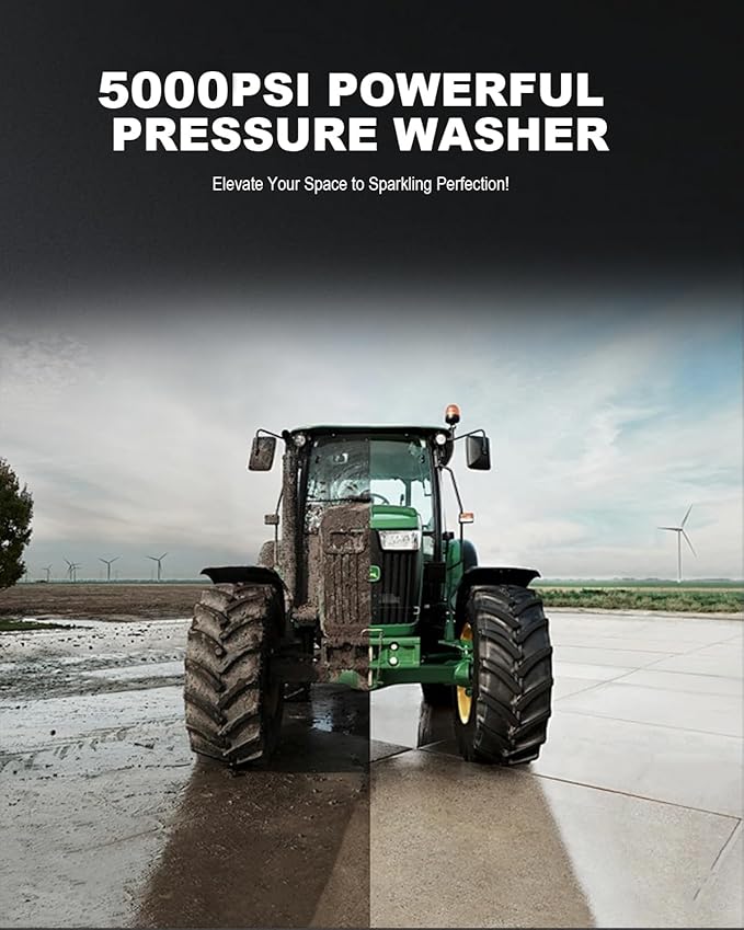 Electric Pressure Washer 5000 PSI 2.8 GPM Power Washers Electric Powered with 33ft Pressure Hose, 4 Nozzle and Foam Cannon, powerwashers for Home, Cars, Fences, Patio, Upgraded Blue