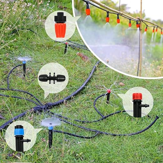 200-Foot Professional Drip Irrigation System Kit - Greenhouse & Patio Micro Watering Solution with Adjustable Nozzles & Quick-Connect Fittings, Dual-Size Tubing (1/4" & 1/2")