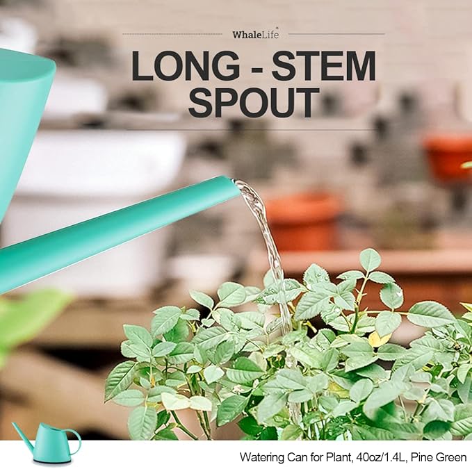 WhaleLife Indoor Watering Can for House Bonsai Plants (1.4L, Pine Green)