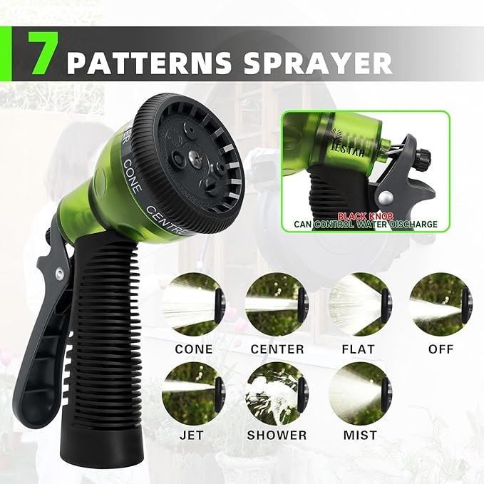 Retractable Garden Hose Reel 1/2" x130 ft, Automatic Hose Reel with 7 Pattern Nozzle, Any Length Lock Wall Mounted &180 Deg Swivel