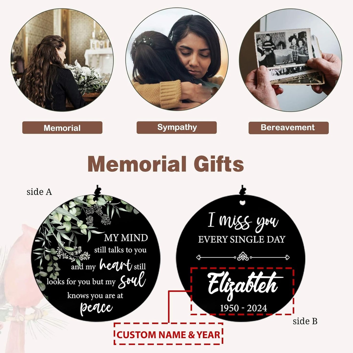 Personalized 36" Healing Memorial Wind Chimes for Outside, Bereavement Gift of Comfort for Loss of Mother, Father or Husband, A Soothing Remembrance for Your Garden and Patio