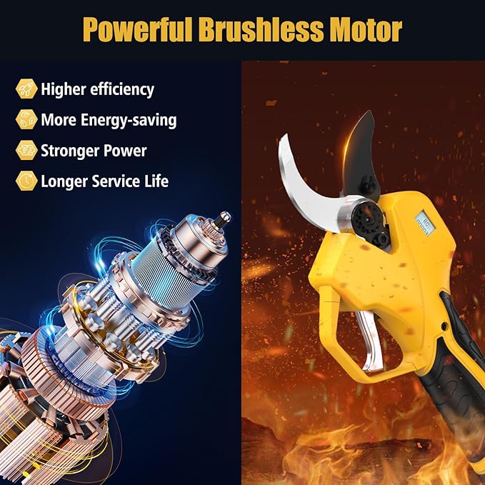 Electric Pruning Shears Cordless with 8FT Pole, Max Cutting Diameter 2 inch(50mm), 21V 2*2Ah, 1000w Brushless Motor, Working time 6-10 h, Electric Pruning Shears Suitable for Gardens, Orchards, Farms