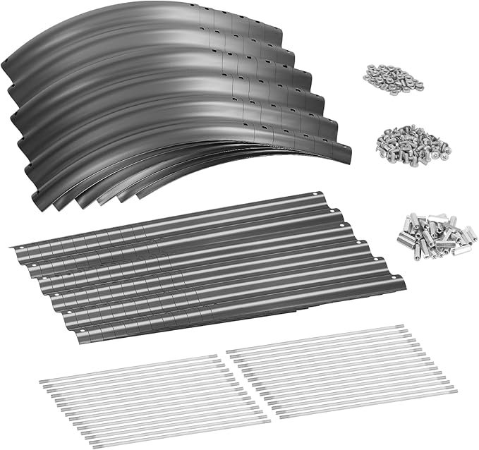 Land Guard 8×2×1.5ft Galvanized Raised Garden Bed Kit, Raised Garden Boxes Outdoor, Oval Metal Raised Garden Beds for Vegetables, Modern Grey