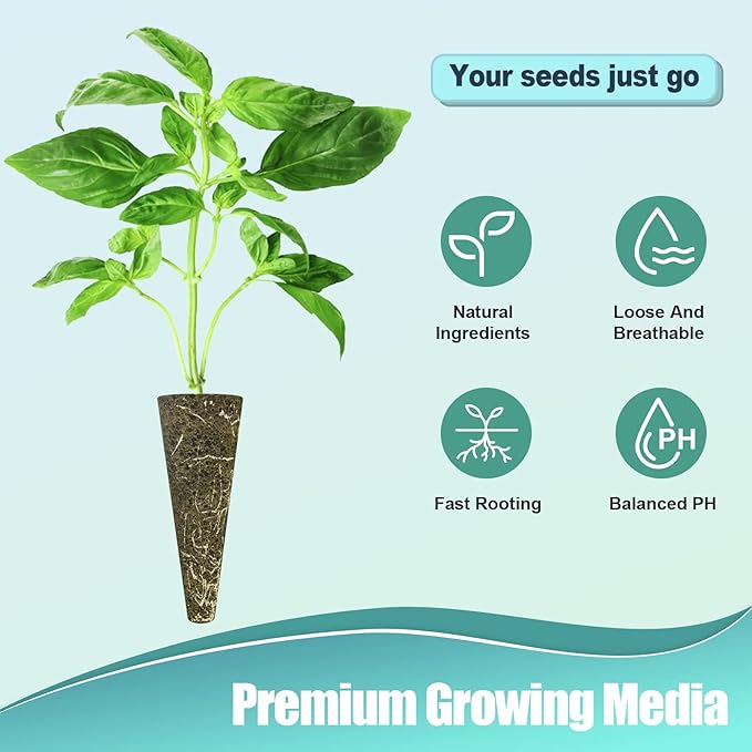 64pcs Seed Pod Kit for Aerogarden, Hydroponics Supplies for All Brands Hydroponics Growing System, Grow Anything Kit with 20 Grow Sponges, 20 PVC Labels, 12 Plant Baskets & Domes, 1pc Tweezer